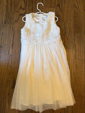 POPATU Girls' Cream Lace Bodice Tulle Dress SIZE 8